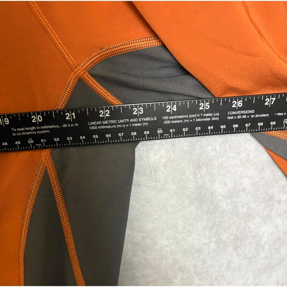 The North Face Mens XL Microfleece 1/4 Zip Orange Grey Bicep Pocket Pullover